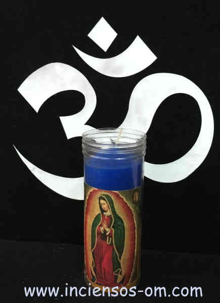 Velón Virgen de Guadalupe aroma lavanda  Consuelo y Alivio